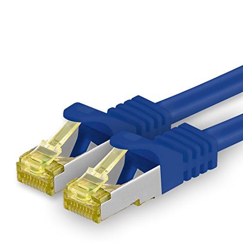1aTTack.de Cat.7 netwerkkabel 5m blauw 1 stuk Cat7 Ethernetkabel netwerk LAN-kabel onbewerkte kabel 10 Gb s SFTP PIMF LSZH set patchkabel met RJ45-connector Cat.6a