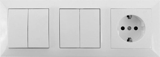 BES LED Wisselschakelaar Wissel/Wissel - Wandcontactdoos - Inbouw - Wit - Incl. Afdekraam - 1-voudig Stopcontact - 2-voudig Dubbel Schakelaar - Randaarde