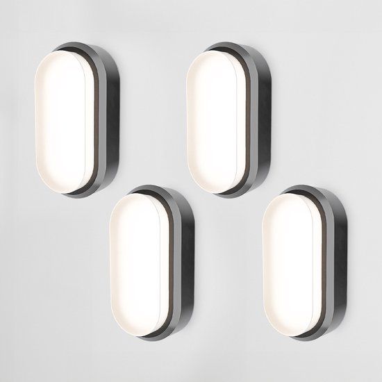 HOFTRONIC Set van 4 C-Series LED Plafondlamp zwart ovaal