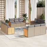 Prolenta Maison Exclusive - Tuinset voor de tuin, 12-delig, met kussens, beige, gemaakt van polyrotan