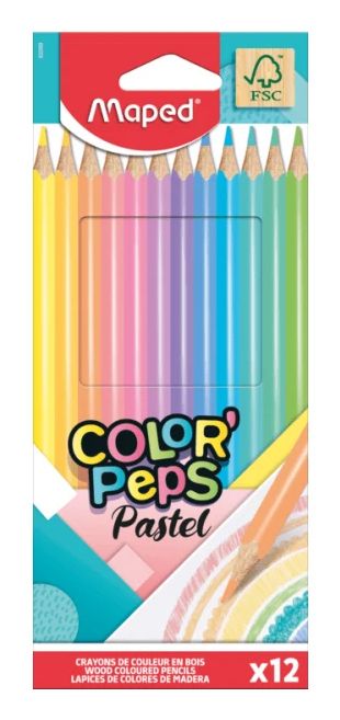 Merkloos Maped Pastel Color'Peps - Pastel Colored Pencils - 12 Pack