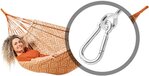 Luilak 1 persoons hangmat met bevestigingsset - 100% Katoen - 300x140cm - Oranje