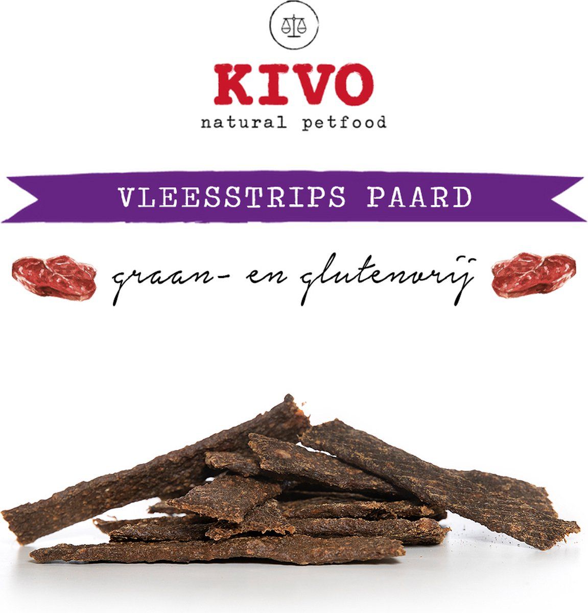 Kivo Petfood - Hondensnack Vleesstrips Paard 2x 200 gram - Graanvrij en Glutenvrij
