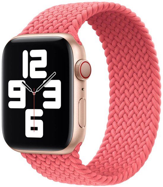 Apple Gevlochten solobandje voor de Apple Watch | 38/40/41/42 mm - Maat 9 - Pink Punch