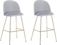 Beliani ARCOLA - Tabouret de bar - Gris - Velours - Set de 2