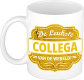Bellatio Decorations Shoppartners Bv De leukste collega van de wereld cadeau koffiemok / theebeker wit met geel embleem - 300 ml - keramiek