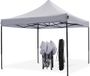 LifeGoods Tente de réception - 3x3m - Easy Up - Gris foncé - Imperméable - Pliable - Sac de transport avec roulettes
