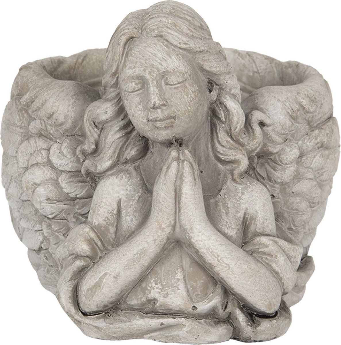 Clayre & Eef Bloempot Engel 16*13*12 cm Grijs