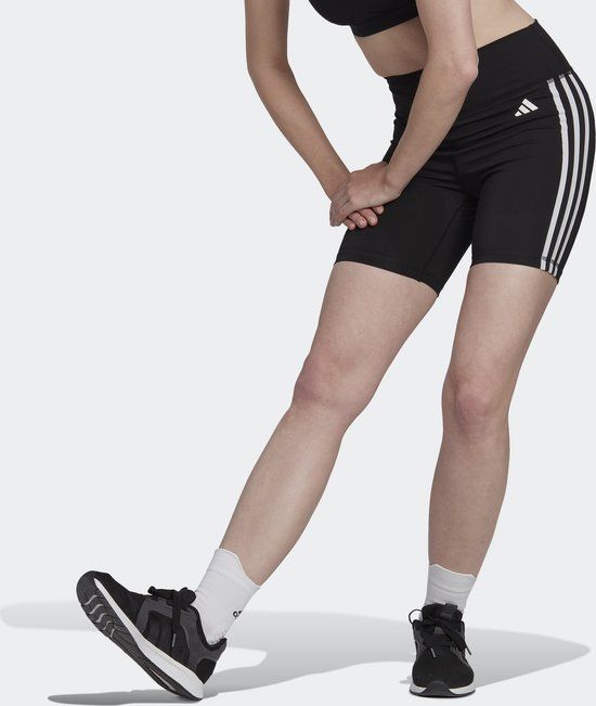 adidas Performance Training Essentials 3-Stripes High-Waisted Korte Legging - Dames - Zwart - Maat M