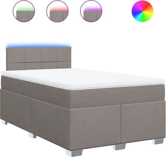 vidaXL Boxspring met matras stof taupe 120x200 cm