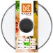 KADAX Glazen deksel met siliconen handvat, hittebestendig deksel voor potten, deksel met stoomgat, universeel deksel in verschillende maten, rond (22 cm, zwart)