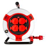 REV Kabelhaspel EX, 25 m, H07RN, IP44, 3000 W, met schuurcontact, buiten, 4 geaarde stopcontacten, rood