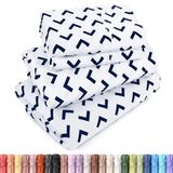 Utopia Bedding Queensize lakenset, Zachte microvezel 4-delige lakens met 38 cm diepe zak - Gemakkelijk te onderhouden geborstelde microvezel (pijlen - marineblauw)