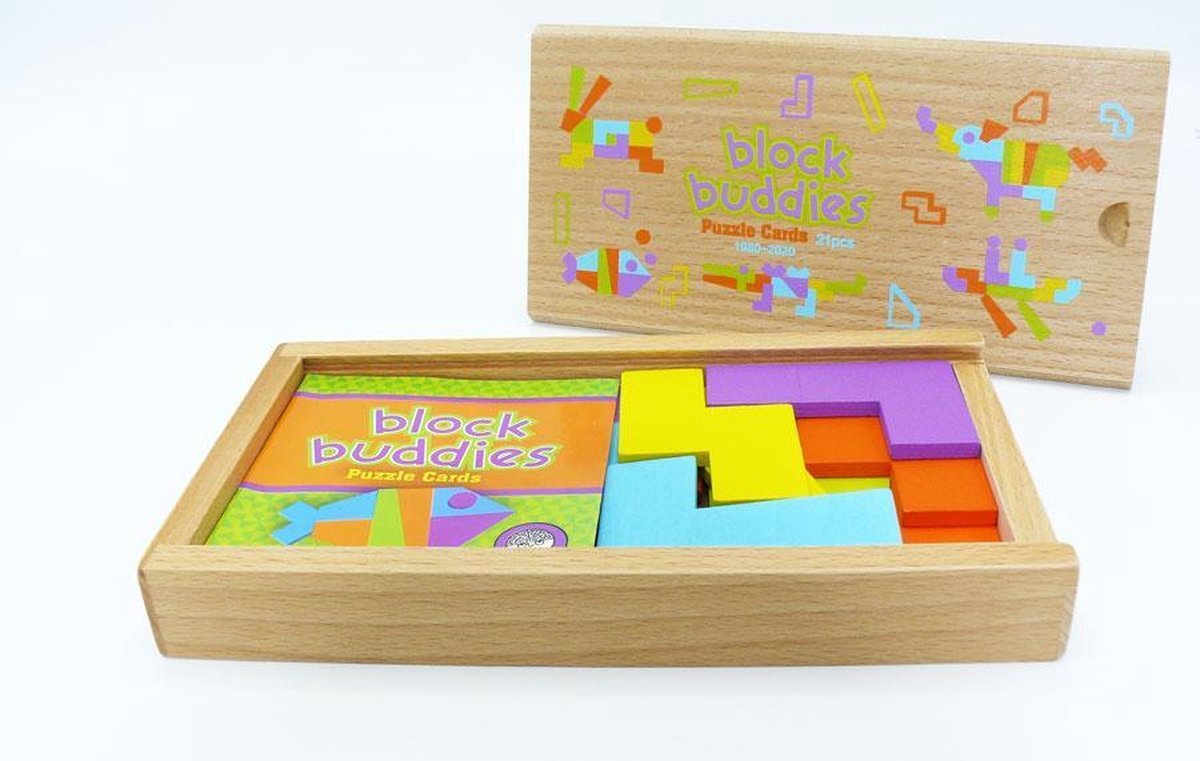 Doodadeals Doodadeals® | Houten Wisdom Puzzel | 21 stukken | Inclusief block buddies puzzel kaarten