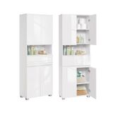 Songmics Smalle - Armoire haute avec porte en verre et pieds blanc nuage - 30 x 60 x 170 cm - Blanc nuage