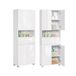 Songmics Smalle - Armoire haute avec porte en verre et pieds blanc nuage - 30 x 60 x 170 cm - Blanc nuage