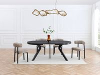 Vente-unique KOMONI Uitschuifbare eettafel voor 6 tot 12 personen, MDF/Staal, Zwart