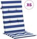 vidaXL Stoelkussens 2 stuks hoge rug gestreept stof wit en blauw