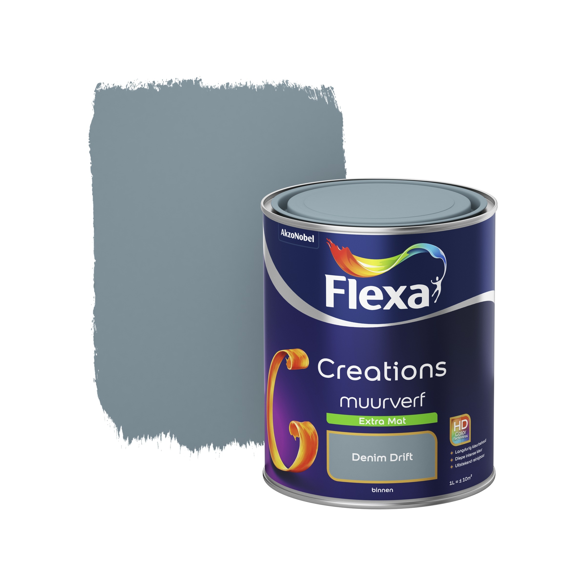 FLEXA Creations muurverf denim drift extra mat 1 liter