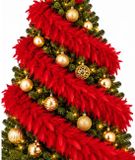Boland Boa guirlandes de Noël - 3x pièce - bordeaux - 180 cm