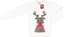 Merkloos / Sans marque Angro Bv Witte dames kersttrui met rendier - Foute kersttruien M