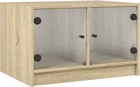 VidaXL Salontafel met glazen deuren 68x50x42 cm sonoma eikenkleurig