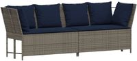 vidaXL Tuinbank met kussens poly rattan grijs