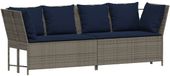 vidaXL Tuinbank met kussens poly rattan grijs