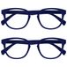 Opulize Pop 2 Stuks Retro Ronde Glad Mat Blauw Mannen Vrouwen Leesbril Scharnieren Met Veer RR2-3 +3,50