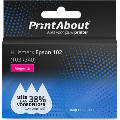 PrintAbout Huismerk Epson 102 (T03R340) Inktcartridge Magenta