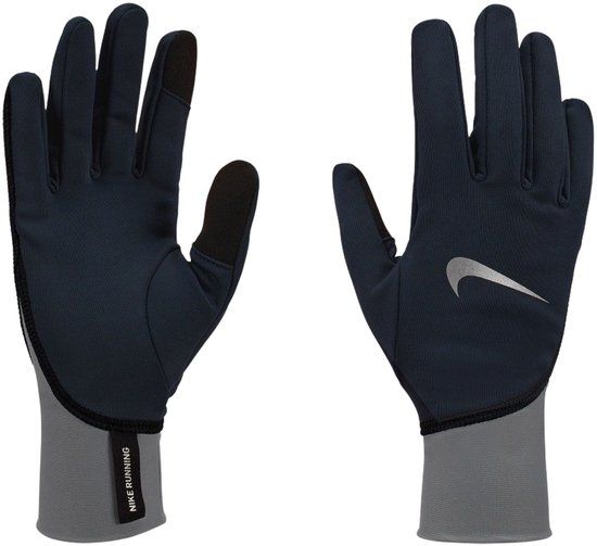 Nike Pacer Therma-FIT Midweight Hardloop Handschoenen Dames Zwart/Zilver Maat S