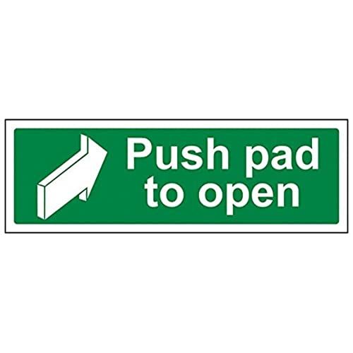 VSafety 22002AX-R - Safe Condition Door Sign - Push Pad To Open - Landscape - 300x100mm - Green