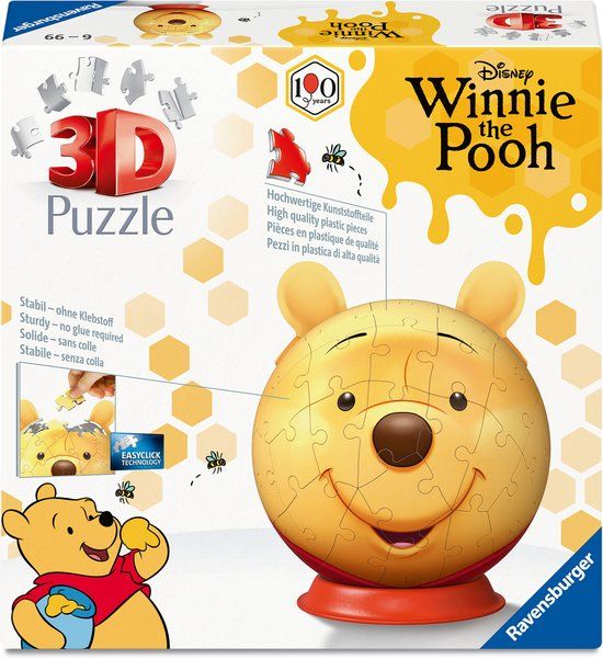 Ravensburger Disney Winnie de Pooh 3D Puzzelbal met Oren - 77 Stukjes