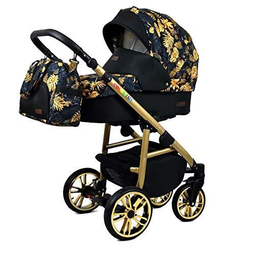 Lux4Kids Kinderwagen 3 in 1 complete set met autostoeltje Isofix babybad babydrager Buggy Colorlux Gold van ChillyKids Gold Jungle 2in1 zonder autostoel