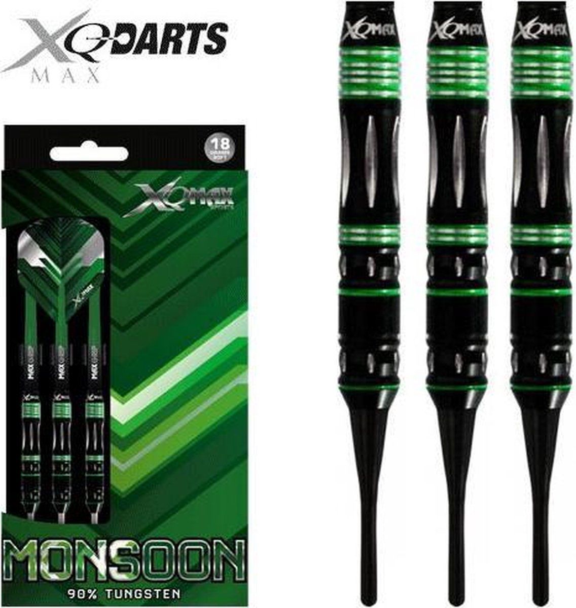 XQMAX XQMax Monsoon Soft Tip Dartpijlen - 18 Gram - Zwart