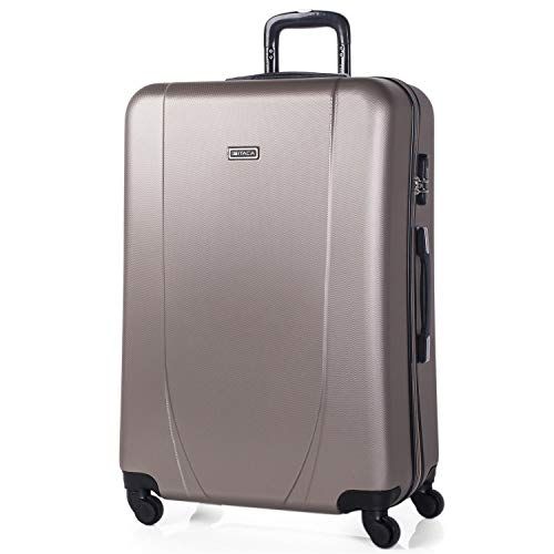 ITACA - Stijve Cabine Suitcase 20 Klein Reis Koffer met Wielen - ABS Hand Koffer 55x40x20 met Telescoopsteel - Lichtgewicht Cabin Max Hanbagage Luggage met TSA-cijferslot - Carry on Suitcas, Champagne