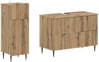 vidaXL - 2-delige - Badkamerkast - Set - ZWOLLE - Artisanaal - eiken - Bewerkt - hout