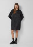 s.Oliver Jurk Zwart Gestreept Lange Mouw Ronde Hals Knopen Viscose 34