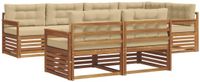 vidaXL - Hoek loungeset - 7 zitplaatsen - Acacia hout - Natuurlijk en beige
