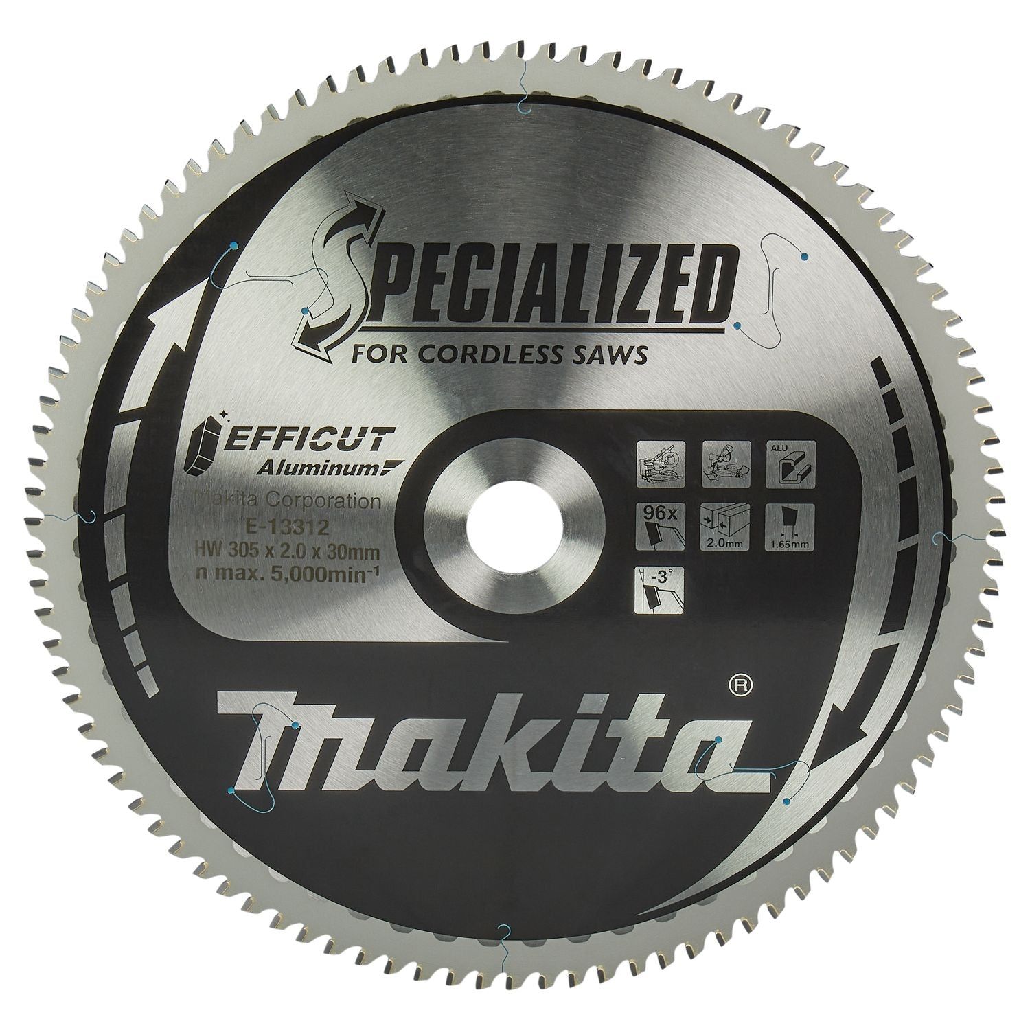 E-13312 Afkortzaagblad voor Aluminium | Efficut | Ø 305mm Asgat 30mm 96T