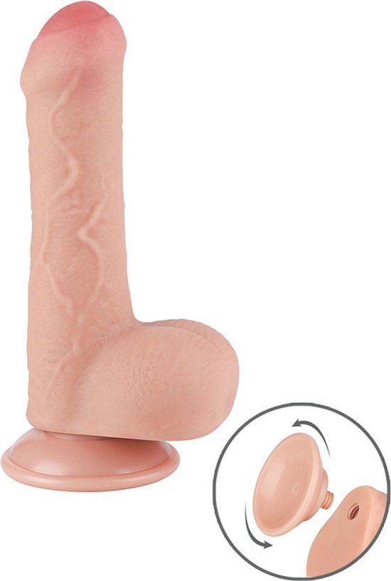LoveToy - Dildo - Glijdende huid Dildo - Dubbellaagse Dildo - Lengte 18.3 cm - Diameter 3.5 cm - Beige