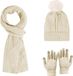 OEM Icecat Solid Color Scarf Gloves Hat Set - Soft Fabric Warm Keeps 3pcs Cold Weather Winter Set for Women Men