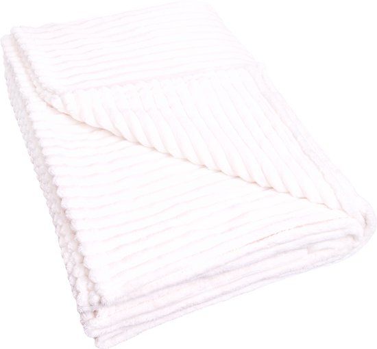 QUVIO Beige plaid – Grote deken polyester – Polyester deken – Dekentje bank – Denken voor bank – 200x230cm – Beige