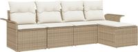 vidaXL Buitensofa met kussen 5-delig Beige polyrattan