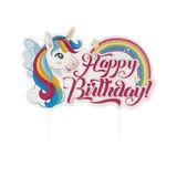 dekora - Taarttopper Eenhoorn Tesia Hartelijk Gefeliciteerd Papieren Taartdecoratie - 17,5 x 15 cm