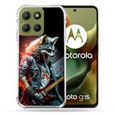 Cokitec Versterkte hoes voor Motorola G15 Muziek Rock Wolf
