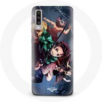 Maniacase Tasje voor Samsung Galaxy A70 Tanjiro Nezuko en Inosuke Slayer Kimetsu no Yaiba Manga