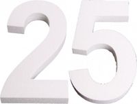 Merkloos Piepschuim Cijfer 25 Jaar - H25 cm - Wit