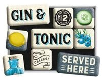 Nostalgic-Art Gin & Tonic Served Here koelkastmagneet Meerkleurig 9 stuk(s)
