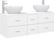 vidaXL Badkamermeubel Set Wit Bewerkt Hout 129 x 44,5 x 80 cm